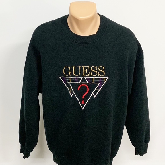 Guess Other - Vintage | Guess Black Embroidered Sweatshirt L Guess Other - Vintage | Guess Black Embroidered Sweatshirt L